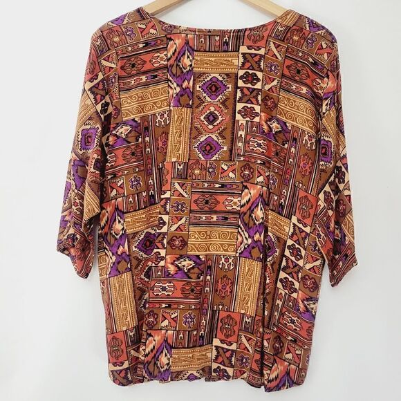 Vintage Tribal Print Button Down Blouse - Picture 6 of 9
